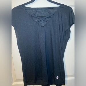 Women’s‎ Black Short Sleeve Cross Front Blouse L